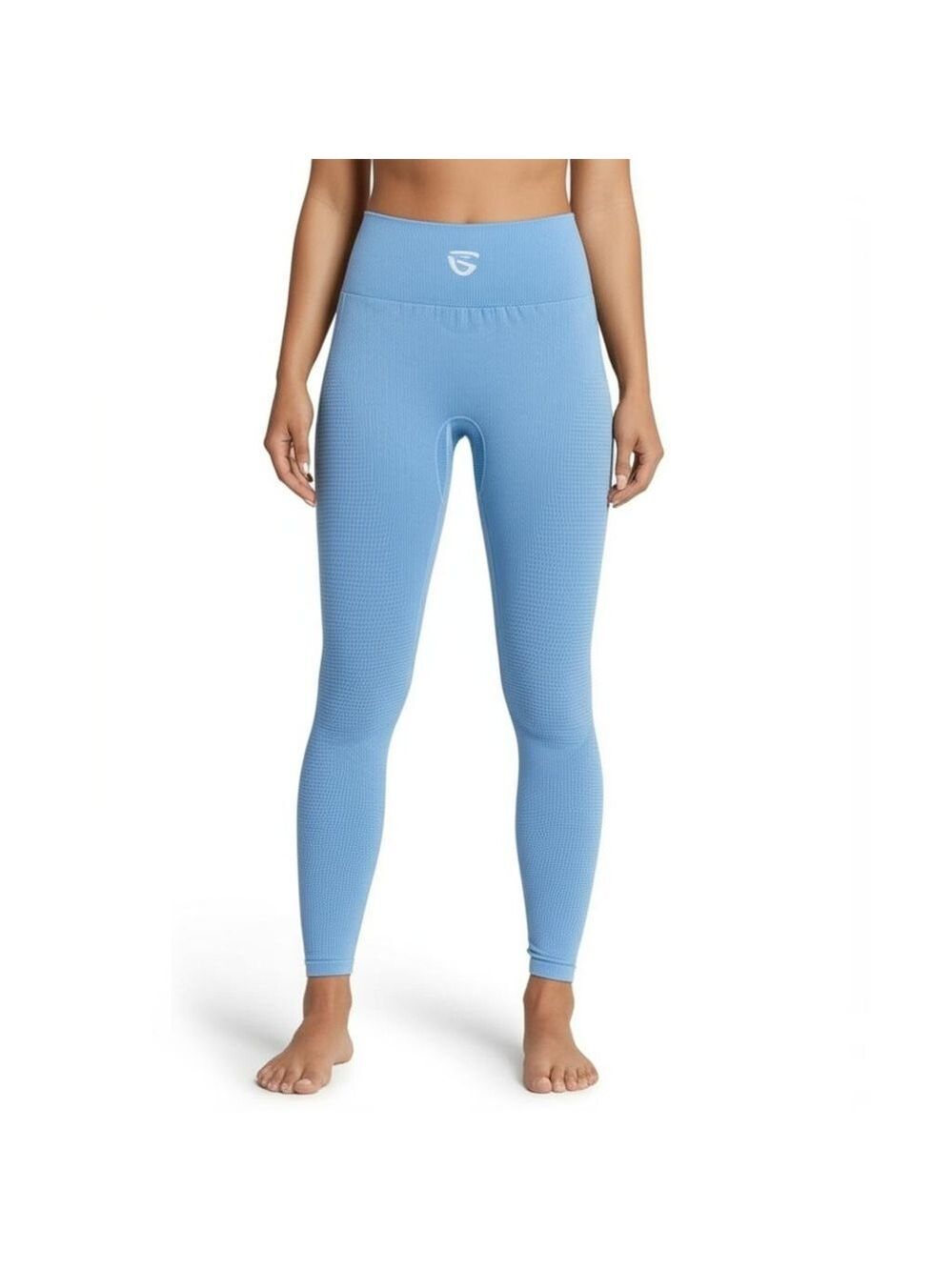 GYMONE Womens XS Light Blue Ribbed High Waisted Leggings Athleisure